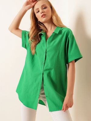 Oversized πουκάμισο με κοντό μανίκι Bigdart πράσινο
