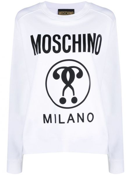 Trykt bomull sweatshirt Moschino hvit