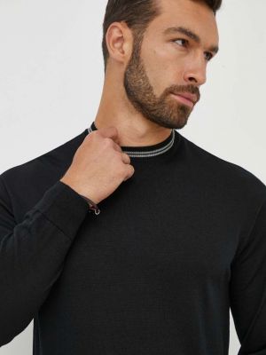 Gyapjú pulóver Emporio Armani fekete