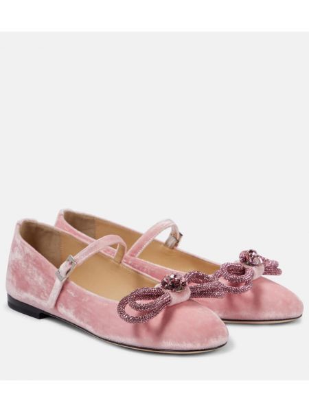 Sammet rosett ballerinas Mach & Mach rosa