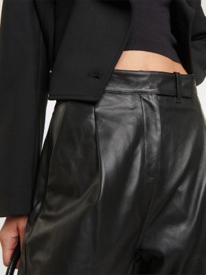 Pantaloni din piele cu croială lejeră plisate Dorothee Schumacher negru