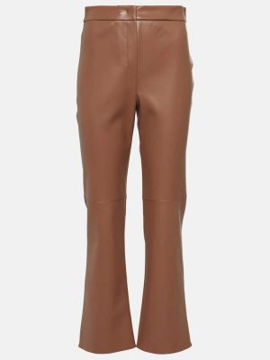 Pantalones rectos de cuero de cuero sintético 's Max Mara marrón