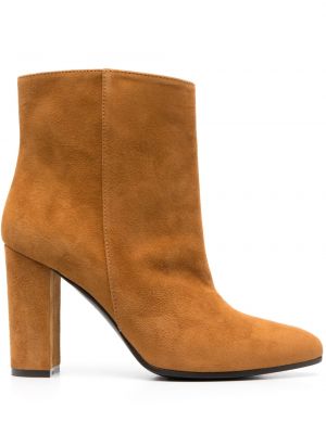 Ankle boots skórzane na wysokim obcasie Via Roma 15 brązowe