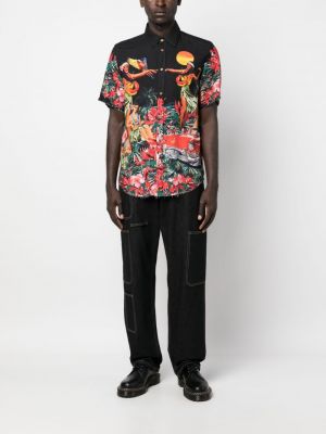 Krekls ar ziediem ar apdruku Mauna Kea melns