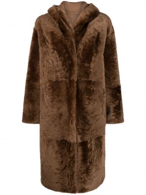 Manteau de fourrure à capuche Yves Salomon marron