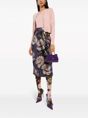 Midi sijonas su blizgučiais Dolce & Gabbana violetinė