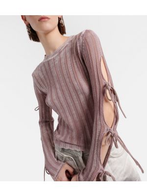 Памучен пуловер Acne Studios розово