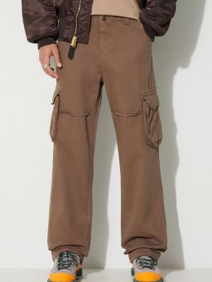 Jednobarevné bavlněné kalhoty Alpha Industries béžové