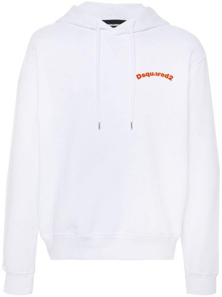 Pamučna hoodie s kapuljačom s printom Dsquared2 bijela