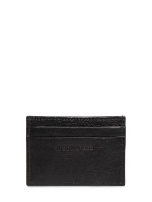 Usnjena denarnica s potiskom Dsquared2 črna