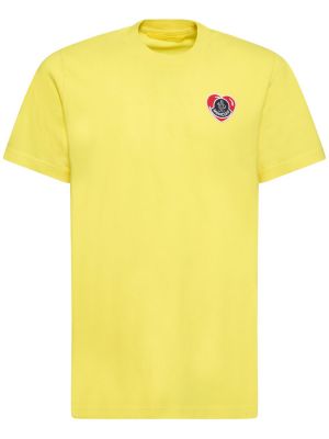 Памучна тениска от джърси Moncler жълто