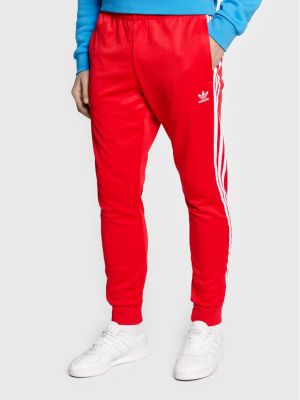 Sportinės kelnes slim fit Adidas raudona