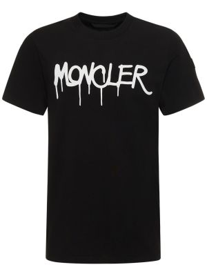 Памучна тениска Moncler черно