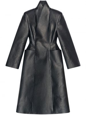 Manteau de fourrure en cuir Balenciaga noir