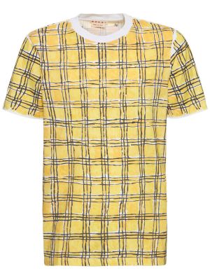 Kostkované bavlněné tričko Marni žluté