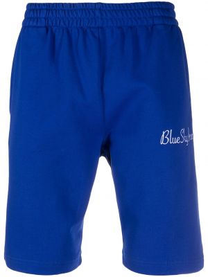 Bombažne kratke hlače s potiskom Blue Sky Inn modra