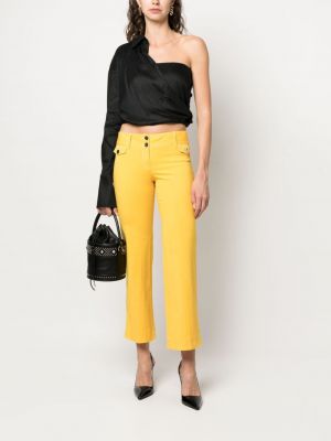 Krajkové kalhoty Dolce & Gabbana Pre-owned žluté