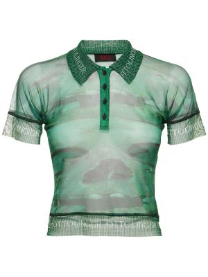 Мрежеста поло тениска с принт Ottolinger зелено