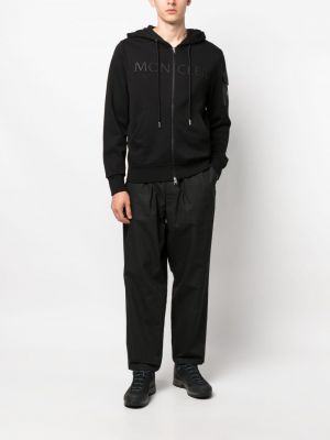 Kapučdžemperis ar rāvējslēdzēju ar apdruku Moncler melns