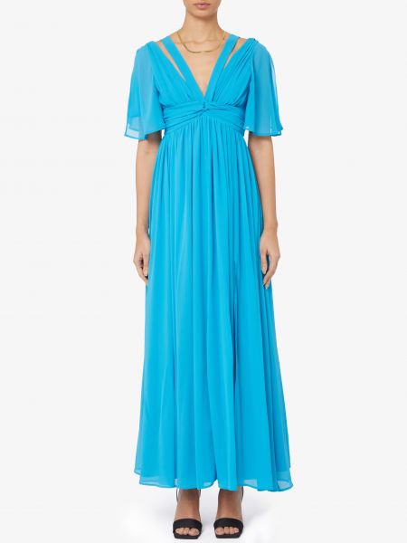 Платье с v-образным вырезом с коротким рукавом Marella синее