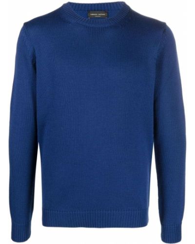 Pull en laine en laine mérinos Roberto Collina bleu