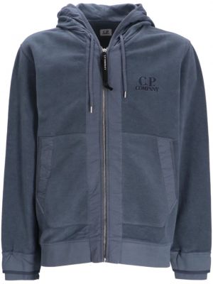Pamučna hoodie s kapuljačom s vezom C.p. Company plava