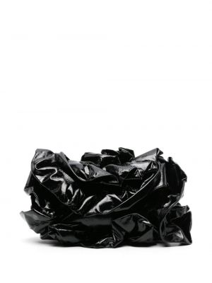 Kožená listová kabelka s volánmi Dries Van Noten čierna