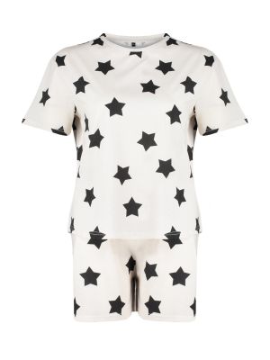 Raštuota megzta pižama su žvaigždės raštu Trendyol smėlinė