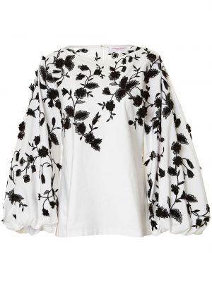 Bombažna bluza s cvetličnim vzorcem Carolina Herrera