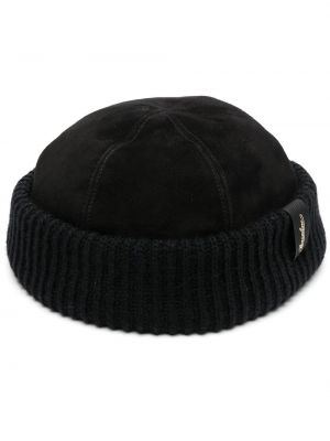 Borsalino bonnet nervuré à patch logo - Noir