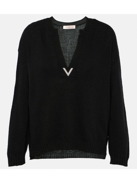 Μάλλινος πουλόβερ Valentino μαύρο