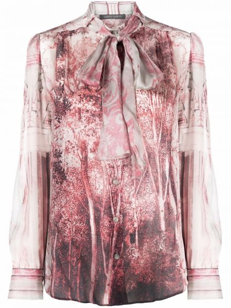 Camisa de seda con estampado Alberta Ferretti rosa
