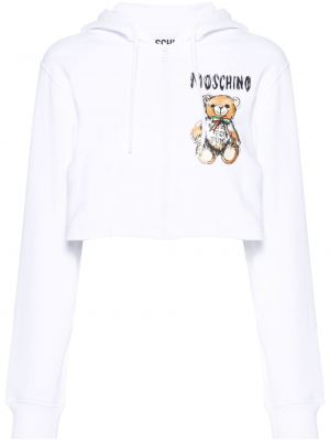 Kapučdžemperis ar rāvējslēdzēju Moschino balts