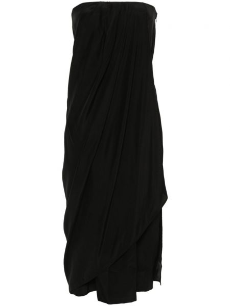 Černé hedvábné midi šaty Gauge81