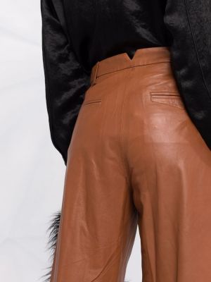 Kožené rovné kalhoty Rag & Bone hnědé