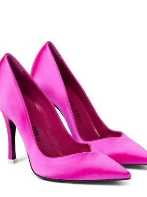 Сатенени полуотворени обувки The Attico розово