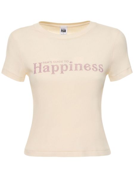 T-shirt con stampa in jersey Re/done beige