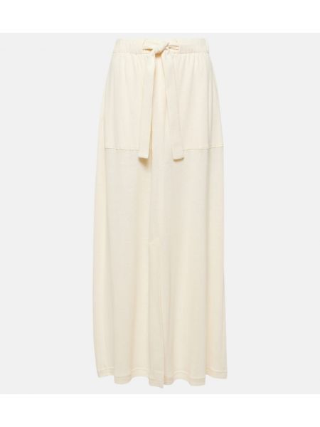 Lněné dlouhá sukně Max Mara bílé