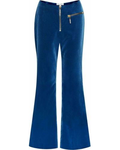 Βελούδινο παντελόνι φωτοβολίδας Oscar De La Renta μπλε