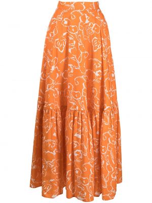 Falda larga de flores con estampado Plan C naranja