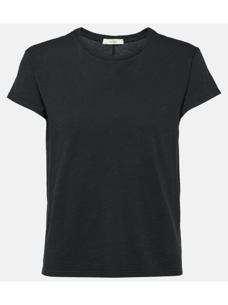 Βαμβακερή μπλούζα από ζέρσεϋ The Row μαύρο