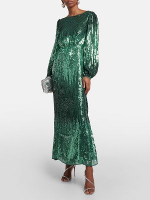 Длинное платье с пайетками Rixo зеленое