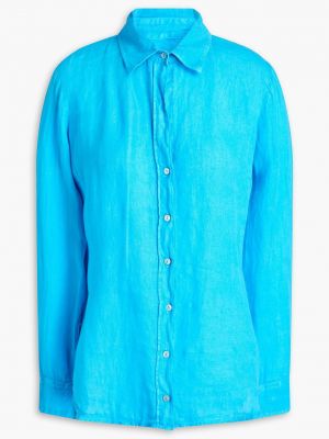 Льняная рубашка 120% Lino синяя
