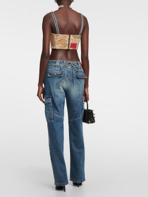 Pailletten straight jeans ausgestellt Alessandra Rich blau