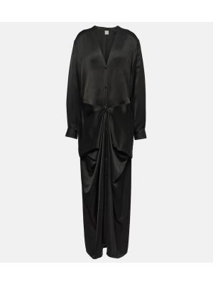 Сатенена макси рокля Toteme черно