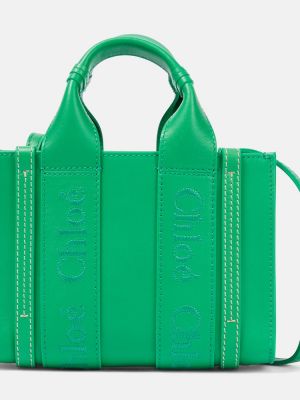 Kožna shopper torbica Chloã© zelena