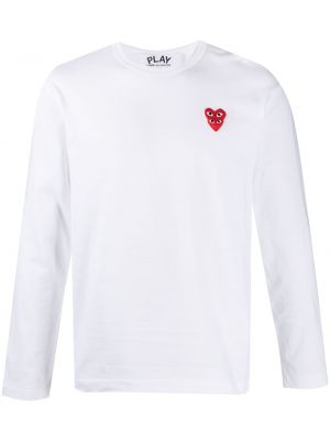 Långärmad t-shirt med hjärtmönster Comme Des Garçons Play vit