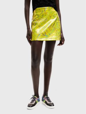 Slim fit mini sukně Desigual žluté