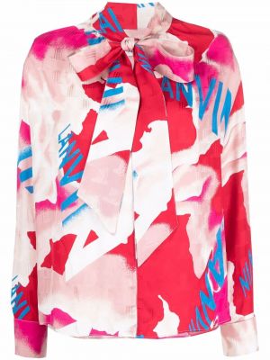 Abstrakt trykk trykt bue krage bluse Lanvin rosa