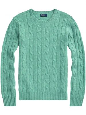 Chunky vlnený semišový sveter Polo Ralph Lauren modrá